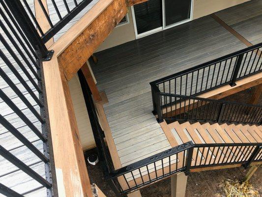 Multi Tier Deck Stairs Composite Rail Metal