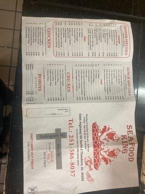 Back of Menu