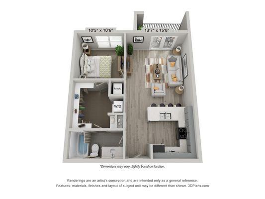 Our 1 bedroom apartment homes are spacious with stainless steel appliances and w/d included.