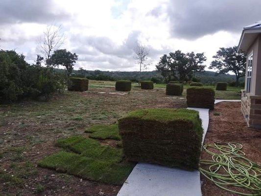 Sod installation...Here is a photo before installation of the sod.we did 12 pallets