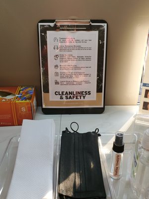 Cleanliness sign and sanitizers