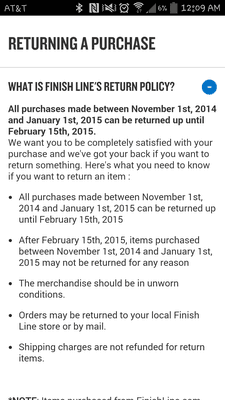 Item was purchased Nov.8 and went today Jan.30 but the manager refused because it's been past "45days".