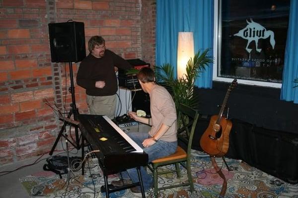 Karl and Nathan setting up some sweet music