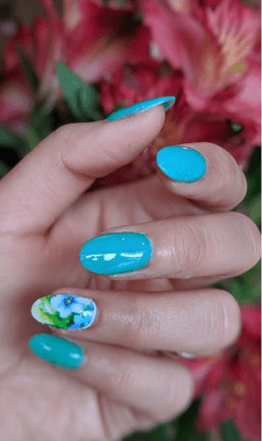 Gel Nails with floral stencils