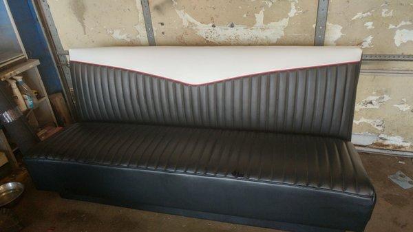 This is a bench seat from a restaurant, designed to match a late ford interior. Ultimately it will end up in a man cave