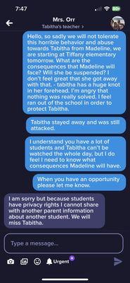 While I don't feel enough was done, I do feel what are my daughters right as the victim?? Apparently the bullies are more protected.