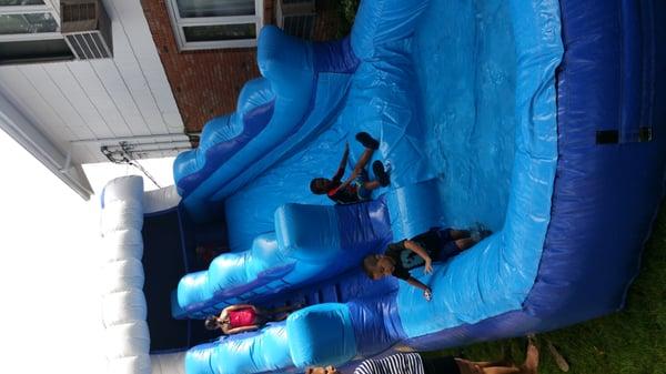 My son on the water slide