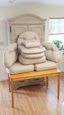 New Sunbrella covers for the outdoor patio furniture.