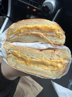 Ham & Cheese Croissant with egg