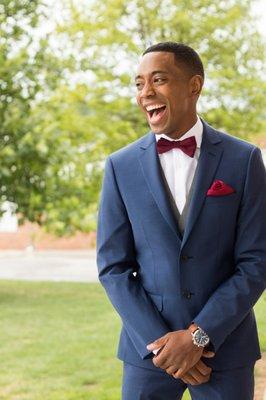 Smiling groom Trotter photo St. Louis Wedding photography