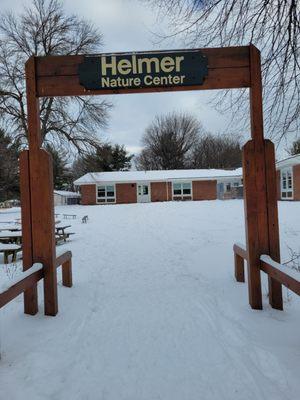 Walk through this arch to get to the nature center and rent the snowshoes