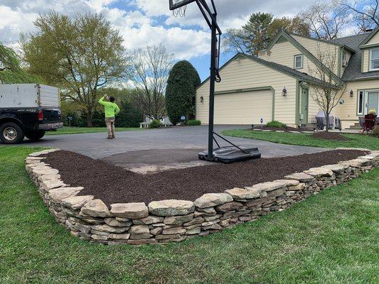 Mulch & Retaining wall