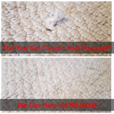 Berber style carpets are common for snags and pulled fibers.
We can help repair and restore your carpet.