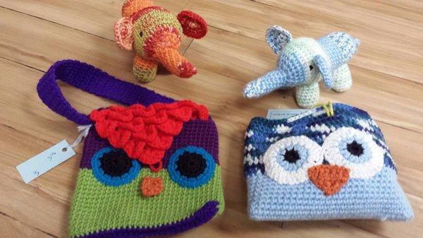 Hand crocheted items.