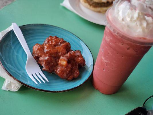 Apple fritter and red velvet coffee