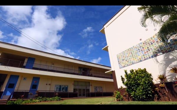 The school office (2nd floor) and library (ground floor)