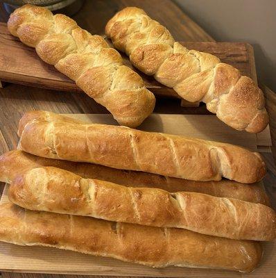 Our yeast bread. Sometimes it's braided and sometimes it's not!  Light yeast crusted bread. Perfect for a weeknight dinner!