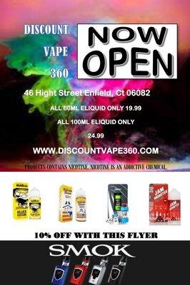 Save 10% on all sale 
100ml eliquid 24.99
60ml 19.99