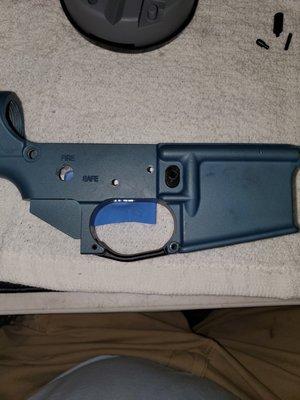 Blue titanium cerakote lower.