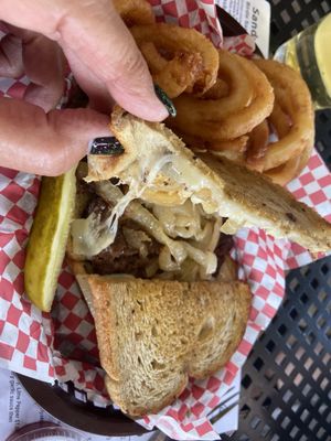 Patty Melt plus onion rings!!