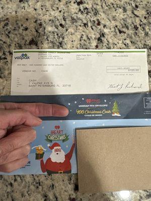 Are you serious!! I got one of the $100 checks randomly put into the Val Pak envelopes!! Woo-hoo!!! Unreal!