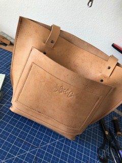 Beautiful natural colored leather Purse/tote.