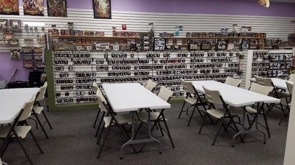 Miniatures and gaming tables.