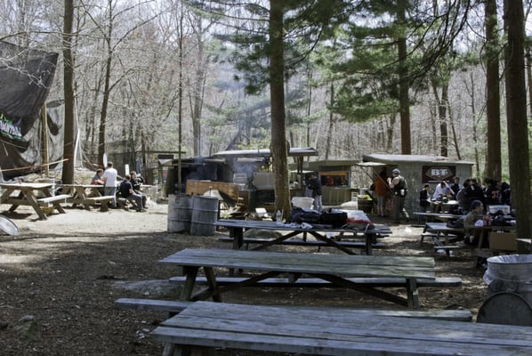 The staging area for all players, including concessions, picnic tables, office and equipment area.