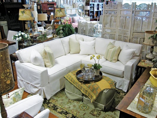 Amazing comfort - slipcovered sectional. Great prices, lots of configurations and 800 fantastic fabrics. Made in USA.