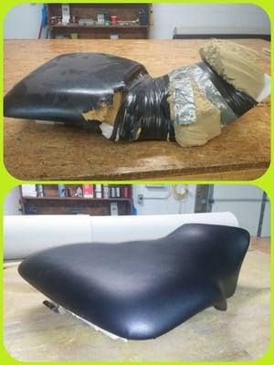 Reupholstered Motorcycle Seat