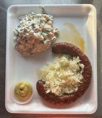 Sausage platter with potato salad