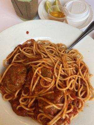 Spaghetti and meatballs