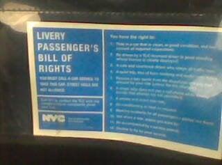 livery passenger bill of rights