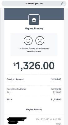 ACTUAL RECEIPT PROVIDED BY SQUARE.COM
