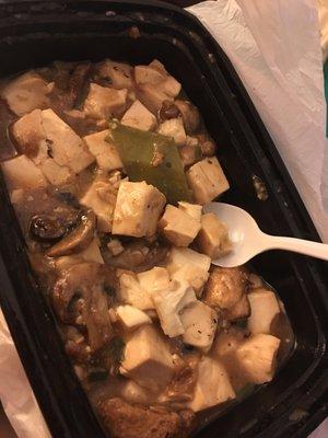 Mapo tofu made non-spicy and added mushrooms