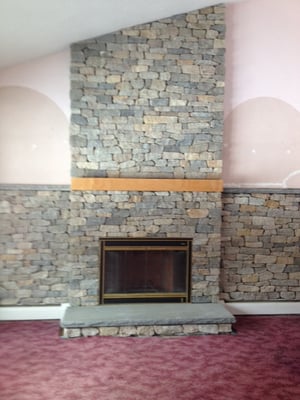 Real veneer stone fireplace in North Reading MA