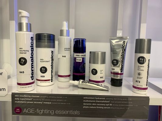 Dermalogica products for facials and retail