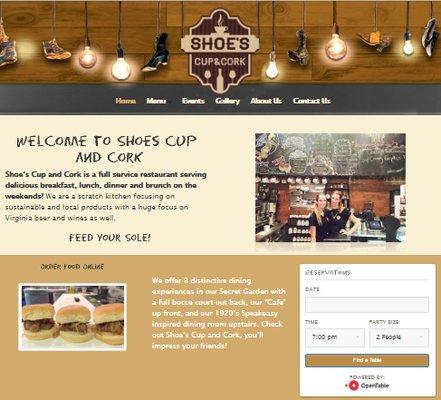 Website developed for Shoes Cup & Cork in Leesburg, VA.