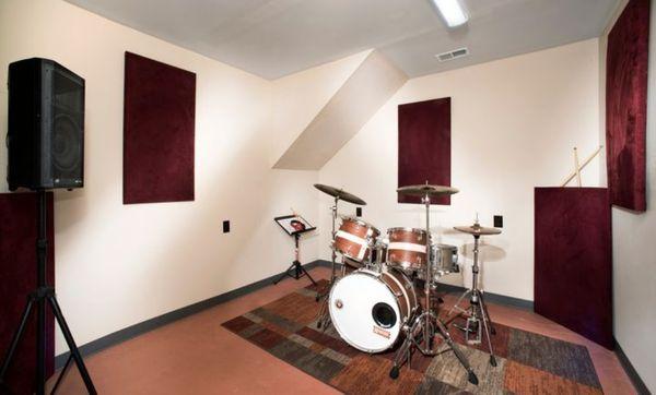 The practice rooms at Drum Orpheum provide a dedicated space where artists, students, and creators, can focus and work on their craft.