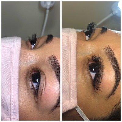 Hybrid set of eyelash extensions