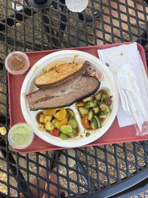 2 meat + 2 side plate (turkey, brisket, fruit chatt, kuchcumber salad)