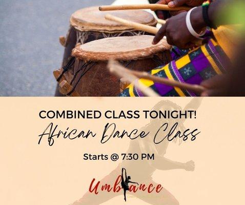 African Dance Class 6:30 PM Friday Nights