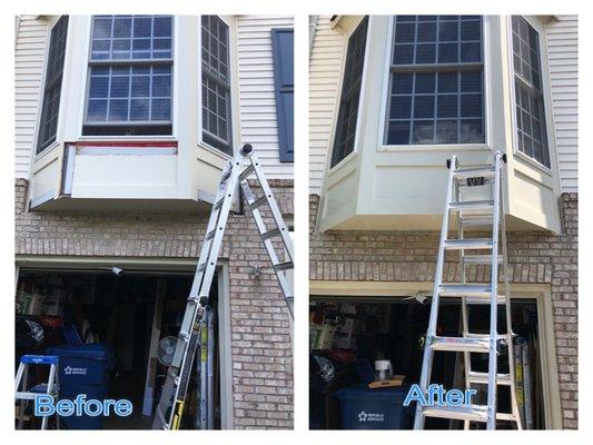 Replaced rotten wood in bay window