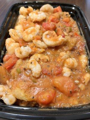 Catfish Lorell  (Catfish over rice with shrimp on top.)