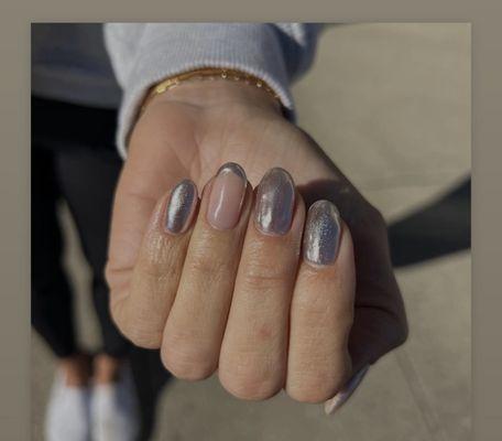 Little silver sparkle and sunshine - love my mani and cutest location at the bottleworks hotel!