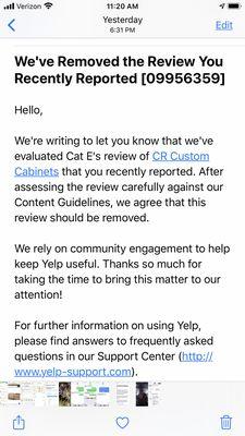 Yelp will not take this off business page even though it's a repost. Cat. E = An. Ro. We know you!