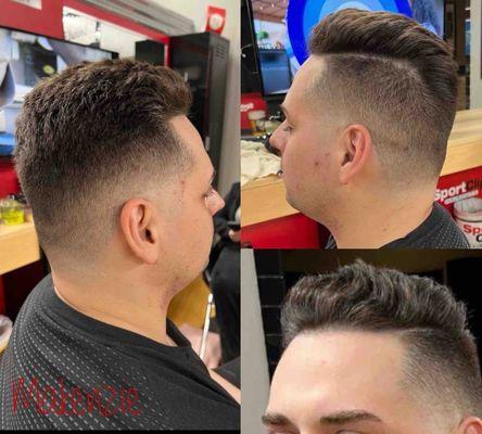 Bald fade with hard part