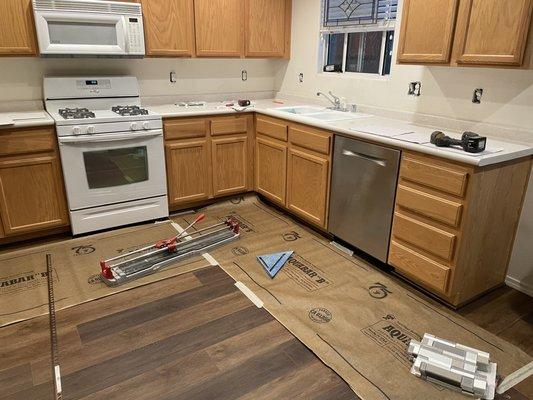 Countertops and floors were protected during the installation