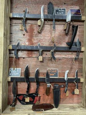 We sell hand made knives and sheaths