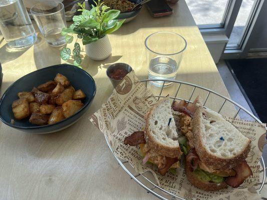 Chicken salad and potatoes